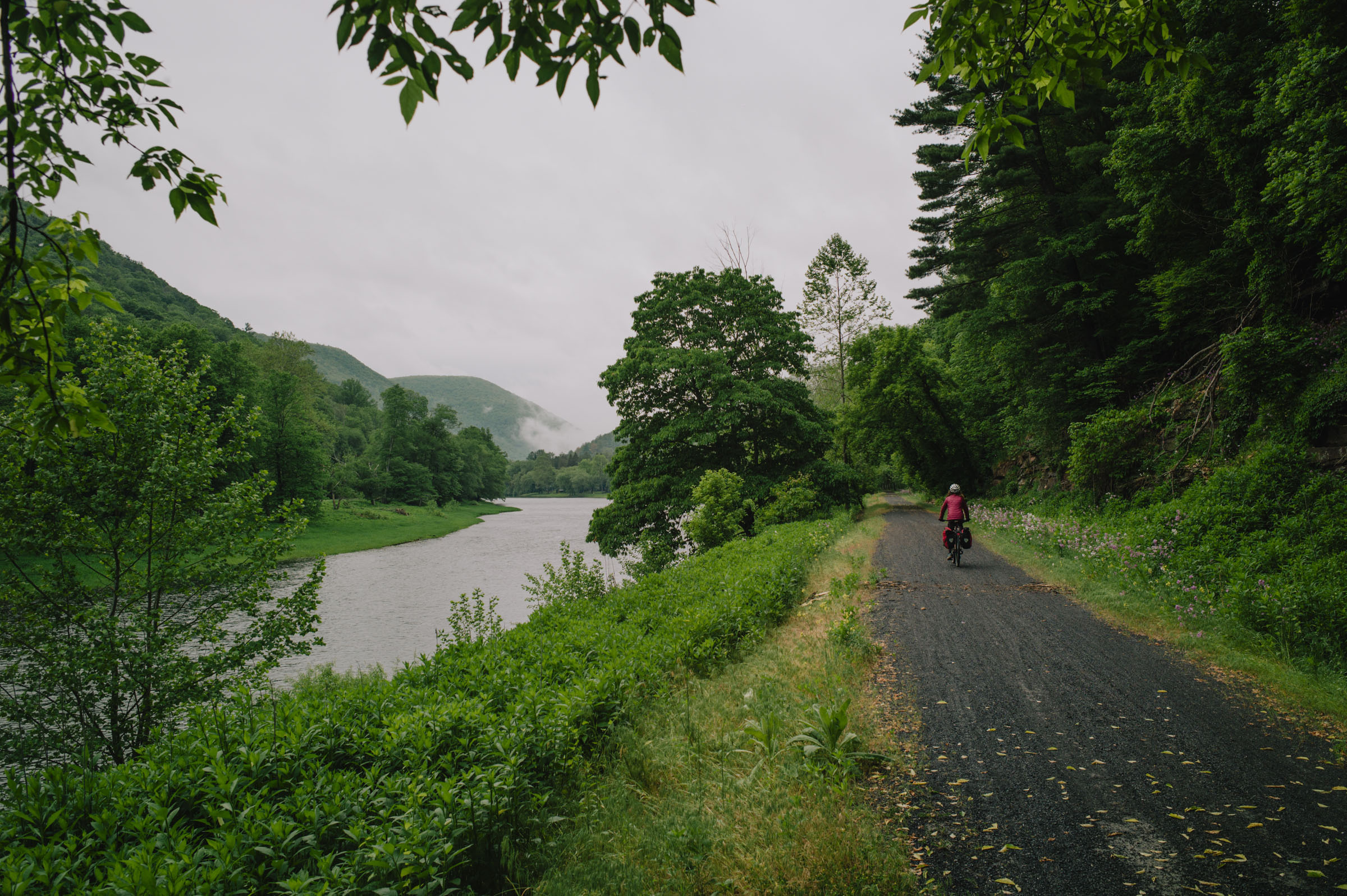 Riding on a trail